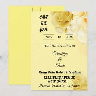 Save The Date Marques à skis | Romantique Jaune Botanique Géomét
