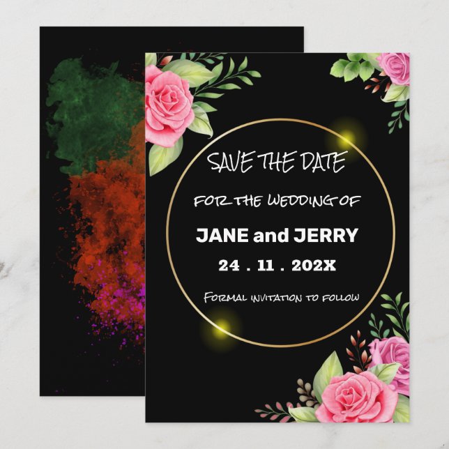 Save The Date Marques à skis | Simple Floral Beau Enregistrer La (Devant / Derrière)
