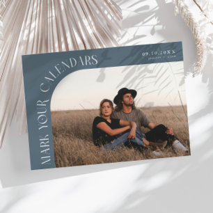 Save The Date Marquez Vos Calendriers Cadre Photo Courbé Bleu Ar