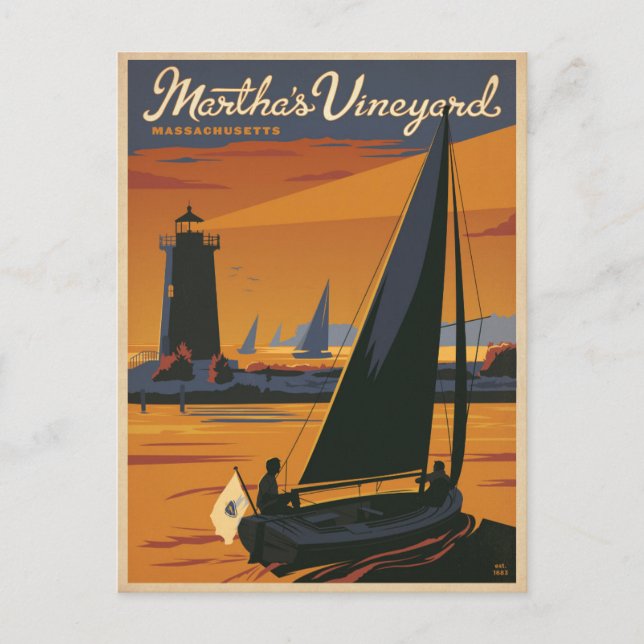 Save The Date | Martha's Vineyard, MA - Sailboat Ankündigungspostkarte (Vorderseite)