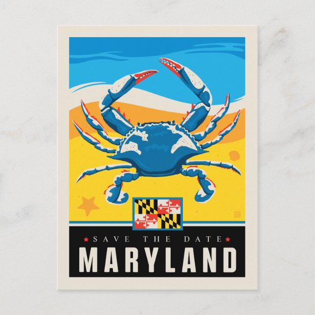 Save The Date | Maryland Einladungspostkarte (Vorderseite)