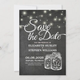 Save the Date Mason Jar String Lights Chalkboard