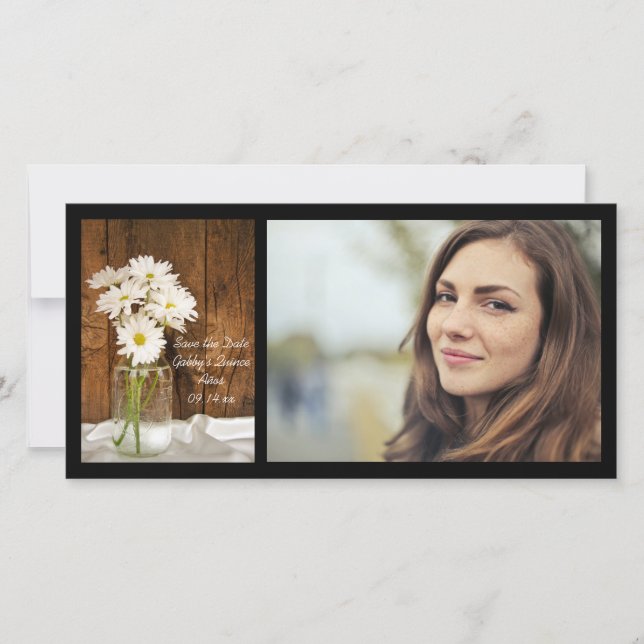 Save The Date Mason Jar White Daisies Quinceañera Enregistrer la (Devant)