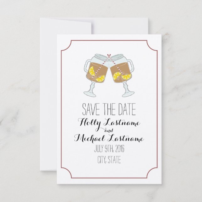 Save The Date Mason Jars Of Sweet Tea Wedding Enregistrer La Dat (Devant)