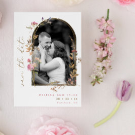 Save The Date Mauve Fleur sauvage Arch Frame Photo