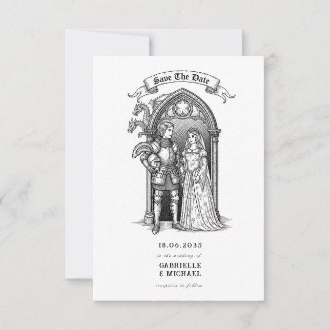Save The Date Medieval Gothic Knight Bride Groom (Devant)