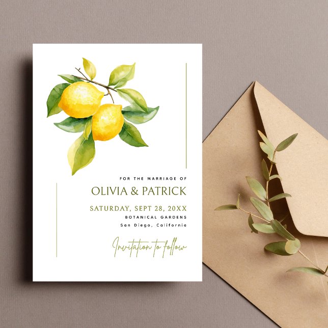 Save The Date Mediterranean Italy Greece Lemon Vibrant Wedding (Créateur téléchargé)