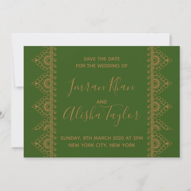 Save The Date Mehendi Mariage Indien Enregistrez la date hamsa H (Devant)