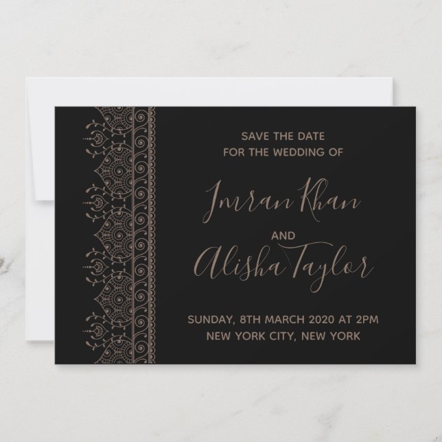 Save The Date Mehendi Mariage Indien Hamsa Henna Enregistrez la  (Devant)