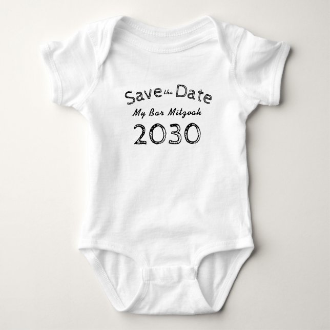 Save the Date Mein Bar Mitzvah 2030 ADD NAME Baby Strampler (Vorderseite)