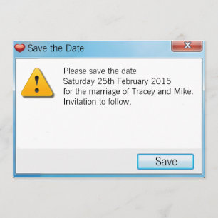Save The Date Message d'erreur du geek Enregistrer la date Invit