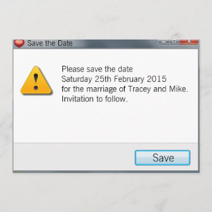Save The Date Message d'erreur du geek Enregistrer la date Invit