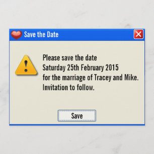 Save The Date Message d'erreur du geek Enregistrer l'invitation 