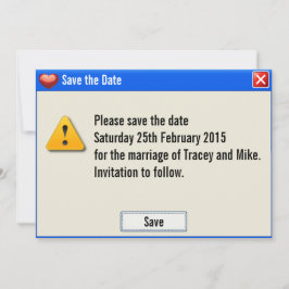 Save The Date Message d'erreur du geek Enregistrer l'invitation