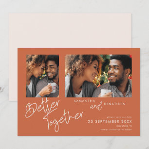 Save The Date Mieux Ensemble 2 Photo Terracotta Enregistrer La D