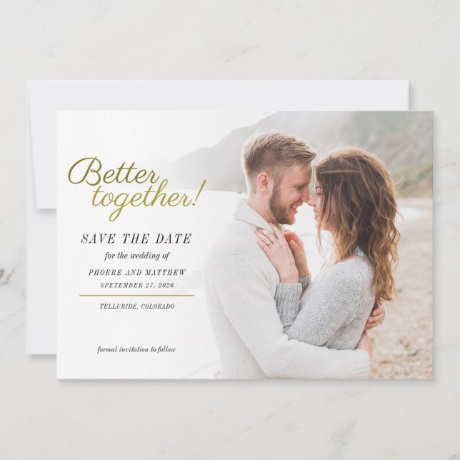 Save The Date Mieux Ensemble Mariage Photo Enregistrer La Date (Devant)