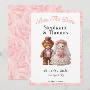 Save The Date Mignon ours en peluche romantique marié et mariée 