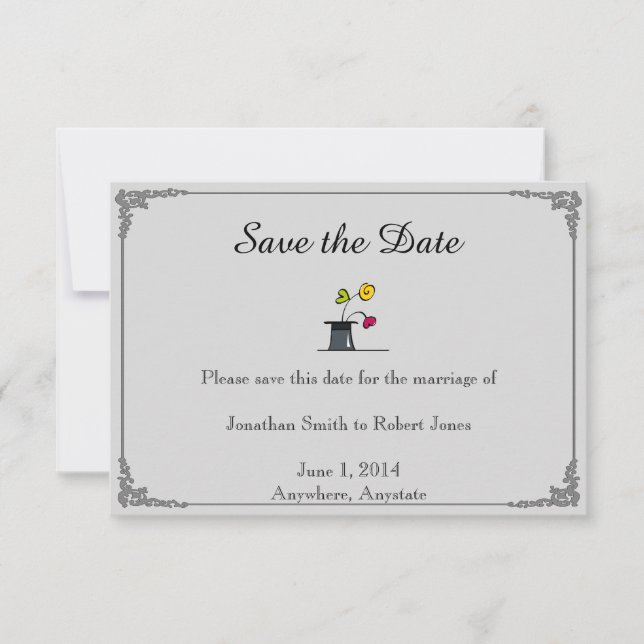 Save The Date Mignonne deux chambres Cartoon Gay Wedding Enregis (Devant)