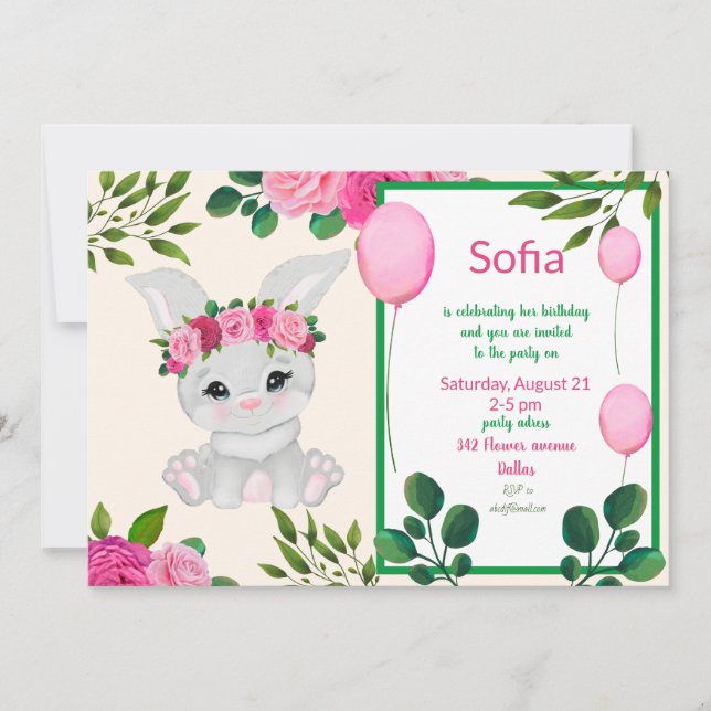 Save The Date Mignonne fille lapin enregistrer la date (Devant)