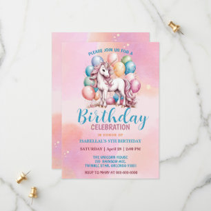 Save The Date mignonne licorne magique princesse fille anniversa
