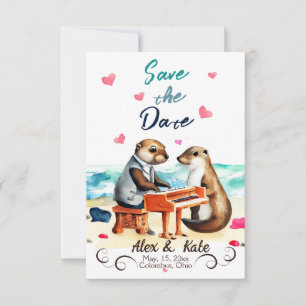 Save The Date Mignonne Love Otter Wedding Enregistrer la date Fa