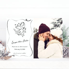 Save The Date Mignonne Mains Whimsical Tirée Cupide Ski Mariage