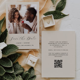 Save The Date Mini un script photo QR Code Beige