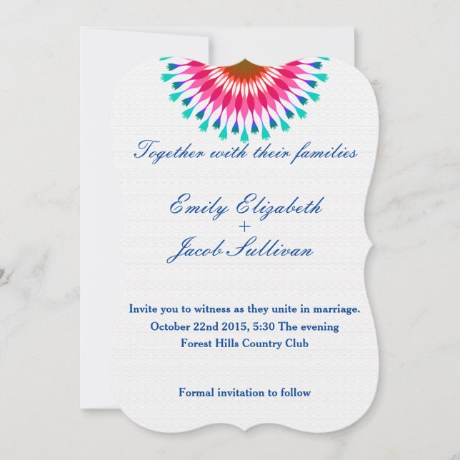 Save The Date Minimal blanc avec Mariage Lotus rose (Devant)