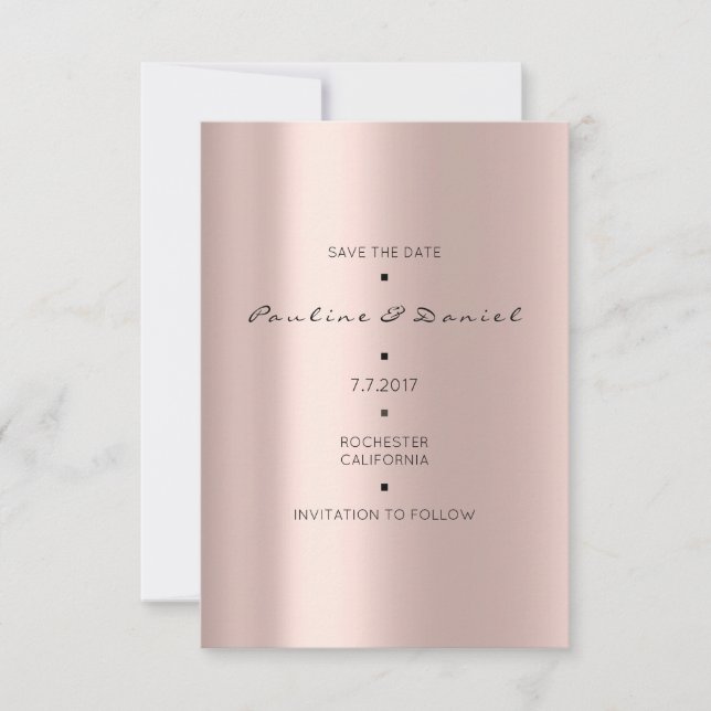 Save The Date Minimal Économisez La Date Rose Rose Or Chevron No (Devant)