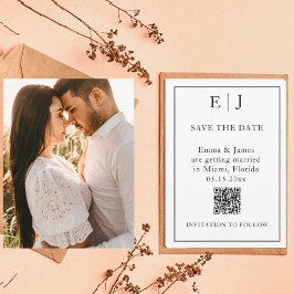 Save The Date Minimal et chic | Photo Mariage de code QR