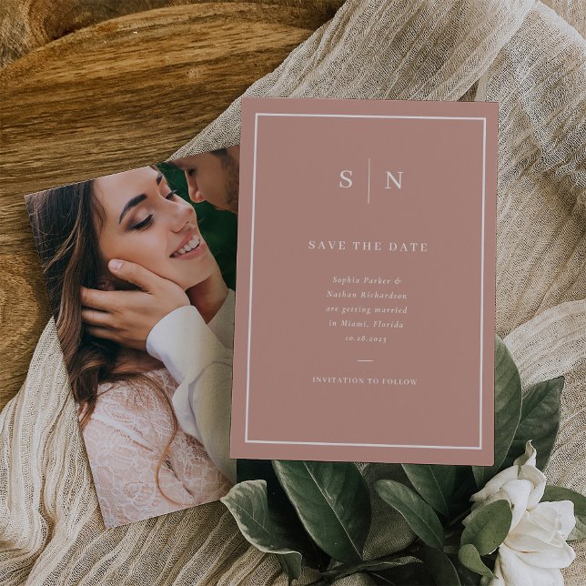 Save The Date Minimal et chic | Terracotta et blanc avec photo (Créateur téléchargé)