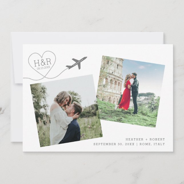Save The Date Minimal Moderne 2 Photo Voyage Thème Destination (Devant)