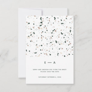 Save The Date Minimal moderne Terrazzo Motif vert rose Mariage
