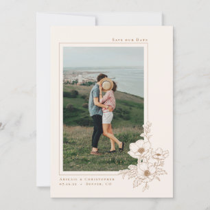 Save The Date Minimal or ivoire Anémone Art Floral Mariage