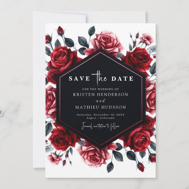 Save The Date Minimal Romance Crimson Mariage rouge (Devant)