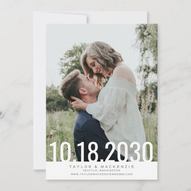 Save The Date Minimal Simple Gras Date Superposé Mariage Save Th (Devant)