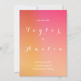 Save the Date Minimale Gradient Orange Magenta Car