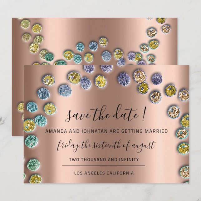 Save the Date Minimalismus Gold Green Rose (Vorne/Hinten)