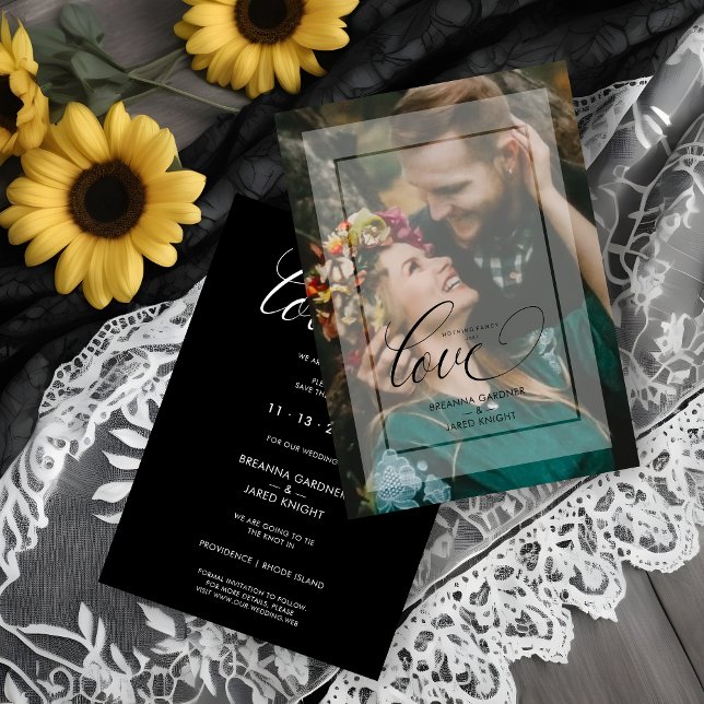 Save The Date Minimalist Modern Vellum Effect Photo Wedding (Minimalist Modern Vellum Effect Photo Wedding Save the Date with Envelope.)