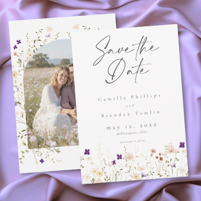 Save The Date Minimalist Wildflower Botanical Wedding Photo (Minimalist Wildflower Botanical Wedding Save The Date)
