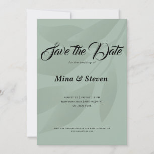 Save The Date Minimaliste bohème botanique verte
