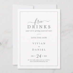 Save The Date Minimaliste boissons sans argent Enregistrer la da
