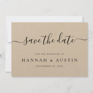 Save The Date Minimaliste Élégant Rustique Mariage Kraft