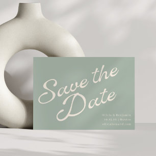 Save The Date Minimaliste Élégant Vintage Script Vert Sauge Ému