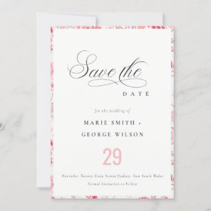 Save The Date Minimaliste Moderne Élégante Blush Paisley Typogra