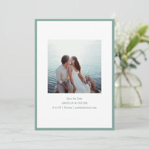 Save The Date Minimaliste Moderne Photo Élégant Vert Sauge Bleu