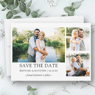 Save The Date Minimaliste moderne Simple 3 Photo Couple