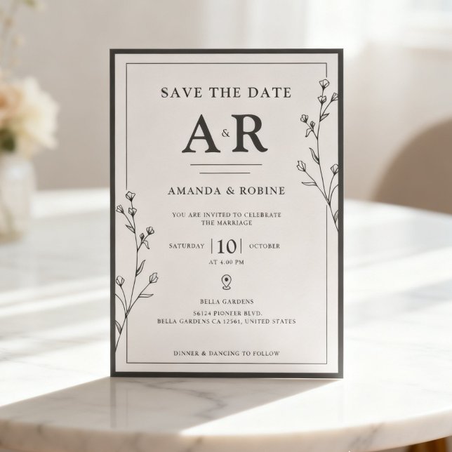 Save The Date Minimaliste Noir & Blanc  (Créateur téléchargé)