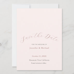 Save The Date Minimaliste Professionnel Couleur Or Rose Simple