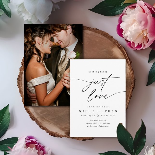 Save The Date Minimaliste Rien De Fancy Just Love Photo (Créateur téléchargé)